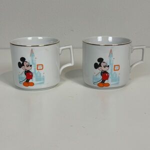 2 Vintage Walt Disney Productions Mickey Mouse Ceramic Mugs
